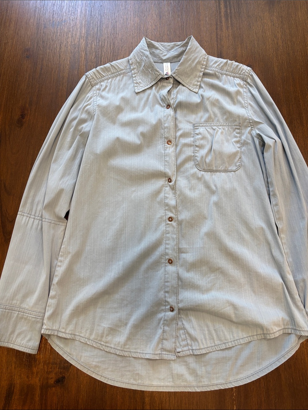 Light Blue Women's Button-Down Shirt with Chest Pocket